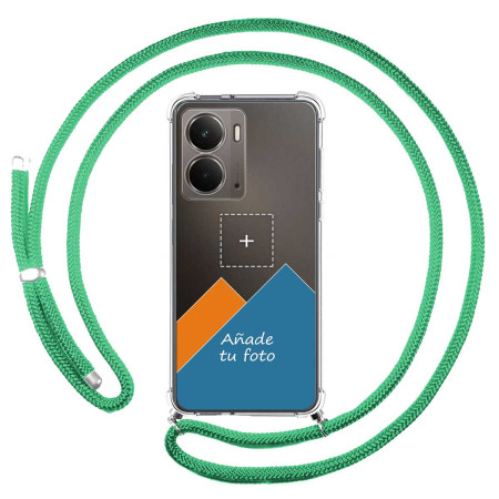 Personaliza tu Funda Colgante Transparente para Realme P3 5G con Cordon Verde Agua Dibujo Personalizada