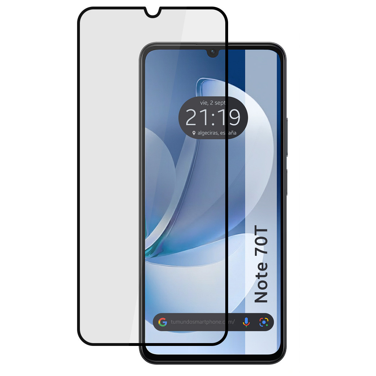 Protector Cristal Templado Completo 5D Full Glue Negro para Realme Note 70T Vidrio