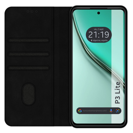 Funda Libro de Polipiel con tarjetero para Realme P3 lite color Negra