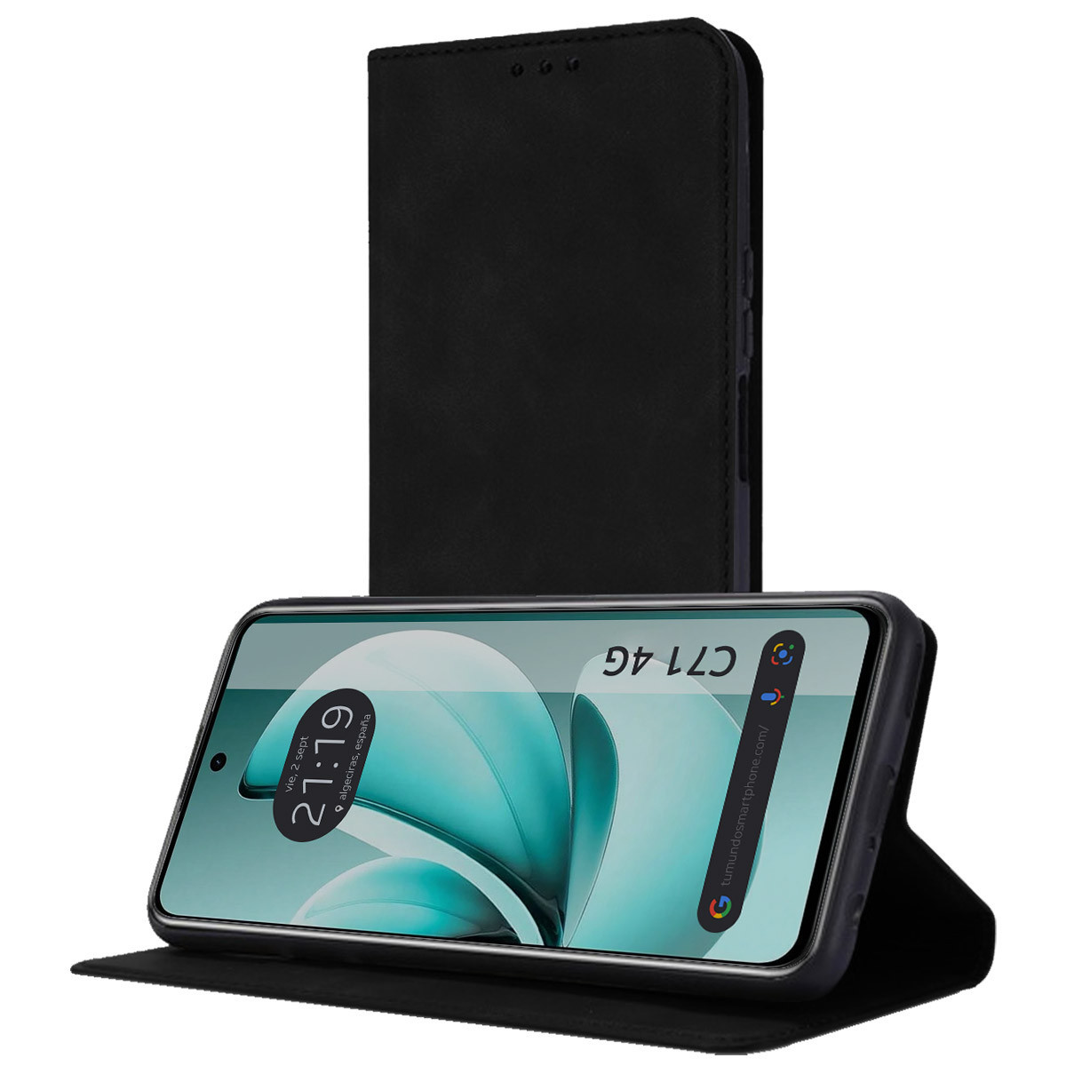 Funda Libro de Polipiel con tarjetero para Realme C71 4G color Negra