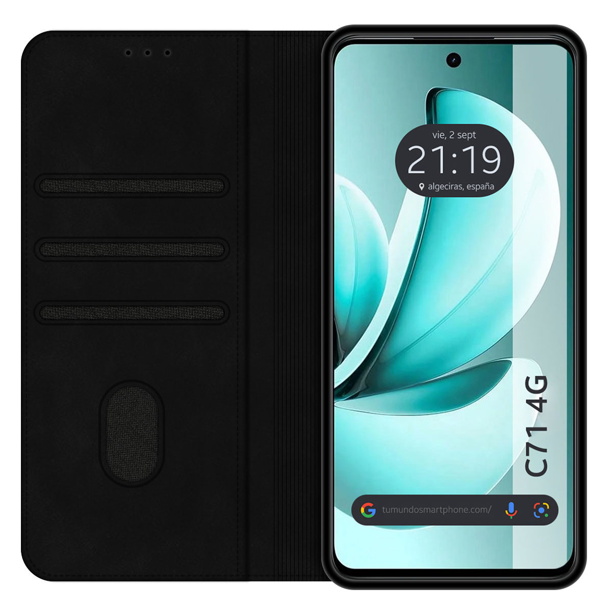 Funda Libro de Polipiel con tarjetero para Realme C71 4G color Negra