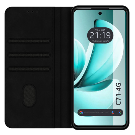 Funda Libro de Polipiel con tarjetero para Realme C71 4G color Negra