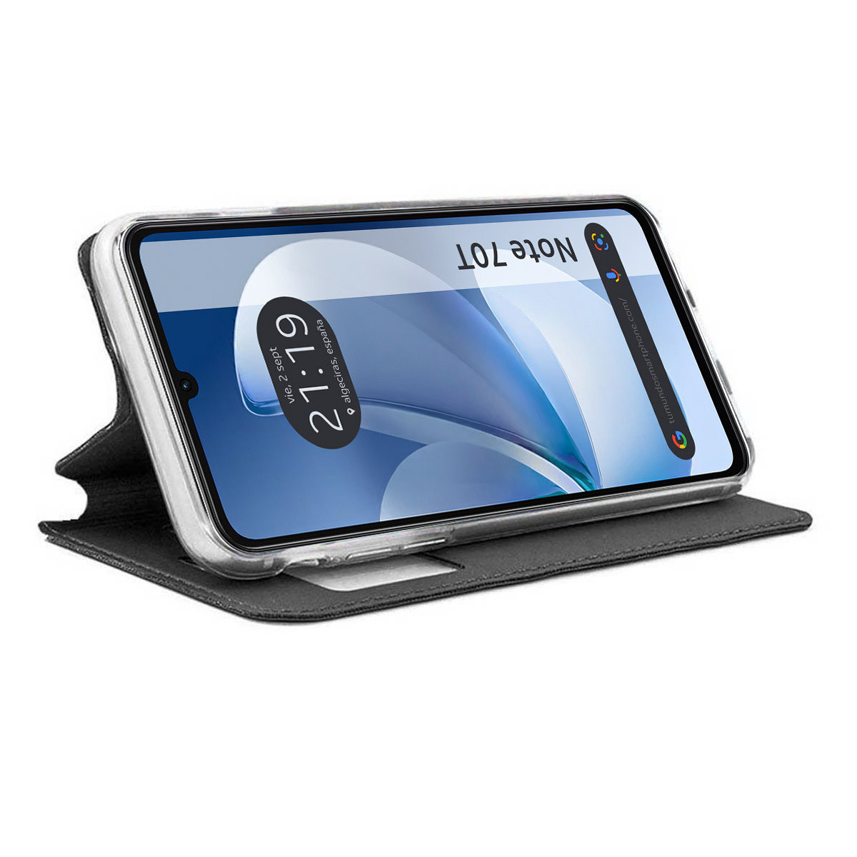Funda Libro Soporte con Ventana para Realme Note 70T color Negra