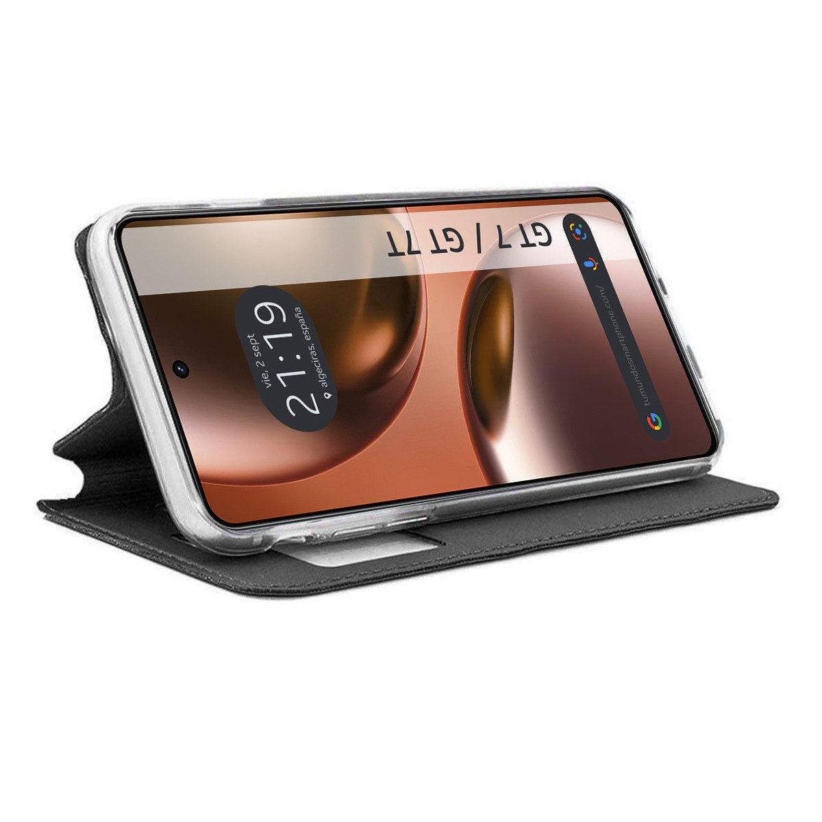 Funda Libro Soporte con Ventana para Realme GT 7 / GT 7T 5G color Negra