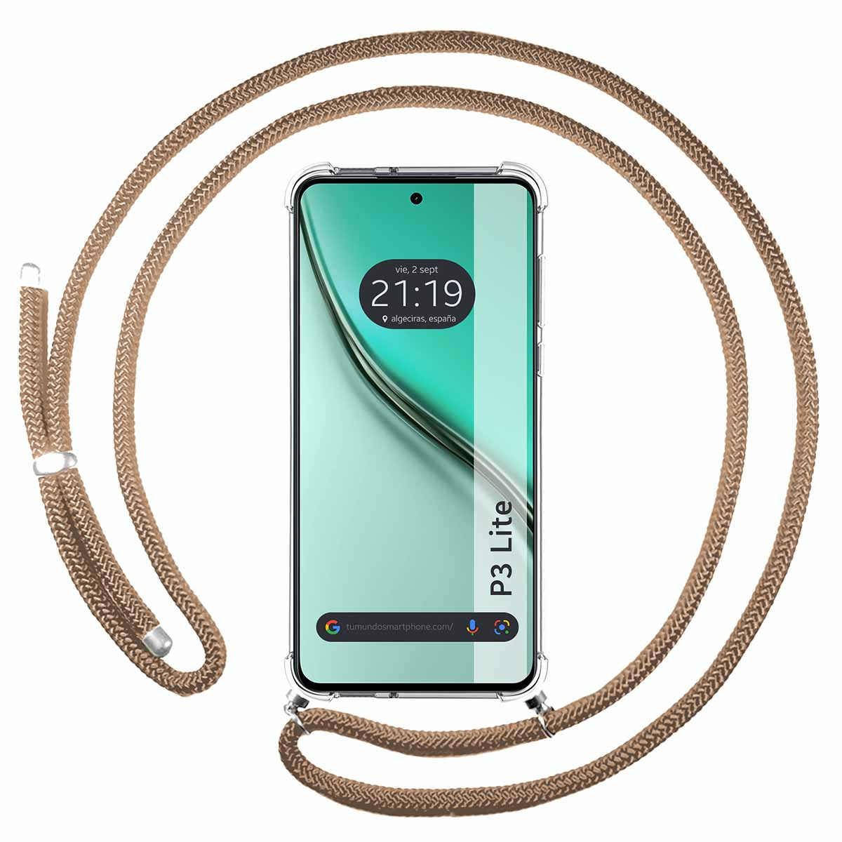 Funda Colgante Transparente para Realme P3 lite con Cordon Camel
