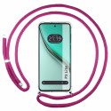 Funda Colgante Transparente para Realme P3 lite con Cordon Rosa Fucsia