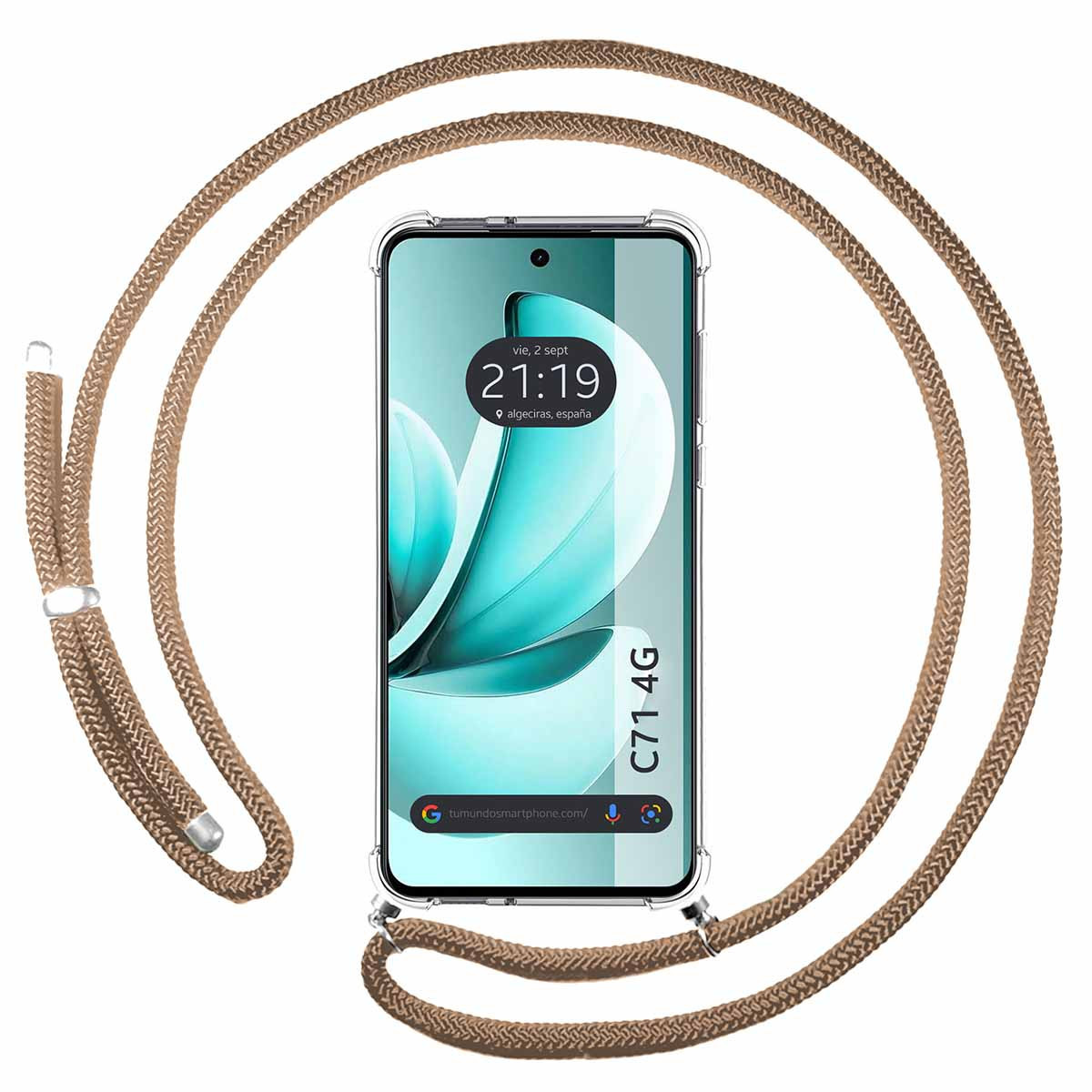 Funda Colgante Transparente para Realme C71 4G con Cordon Camel