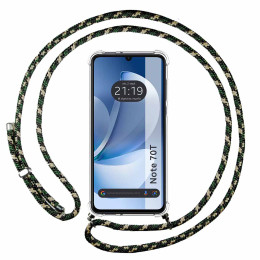 Funda Colgante Transparente para Realme Note 70T con Cordon Verde / Dorado