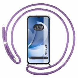 Funda Colgante Transparente para Realme Note 70T con Cordon Morado