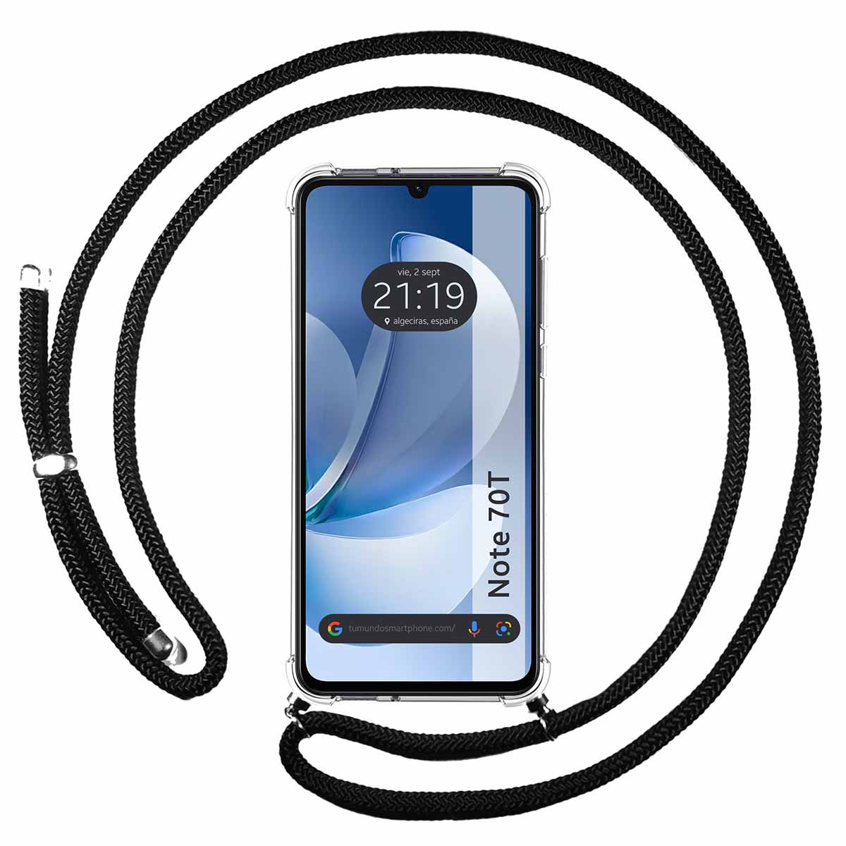 Funda Colgante Transparente para Realme Note 70T con Cordon Negro