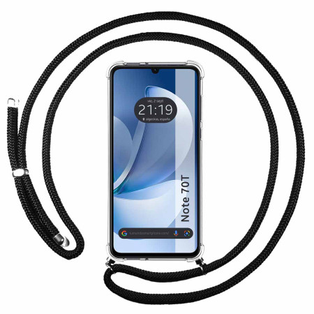 Funda Colgante Transparente para Realme Note 70T con Cordon Negro