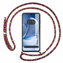 Funda Colgante Transparente para Realme Note 70T con Cordon Rosa / Dorado