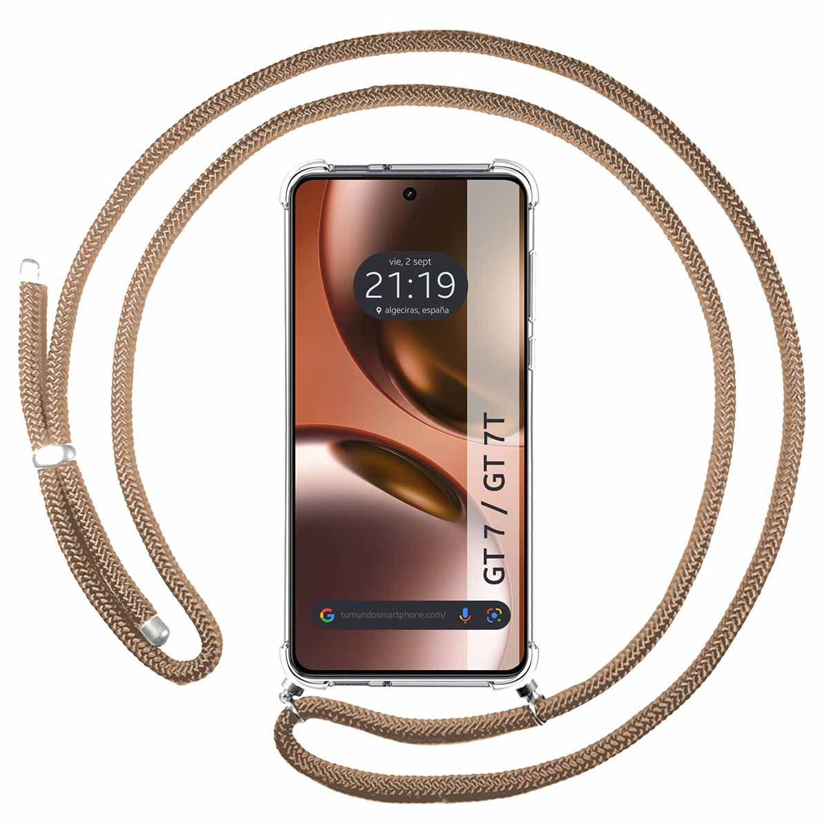 Funda Colgante Transparente para Realme GT 7 / GT 7T 5G con Cordon Camel