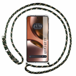 Funda Colgante Transparente para Realme GT 7 / GT 7T 5G con Cordon Verde / Dorado