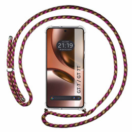 Funda Colgante Transparente para Realme GT 7 / GT 7T 5G con Cordon Rosa / Dorado