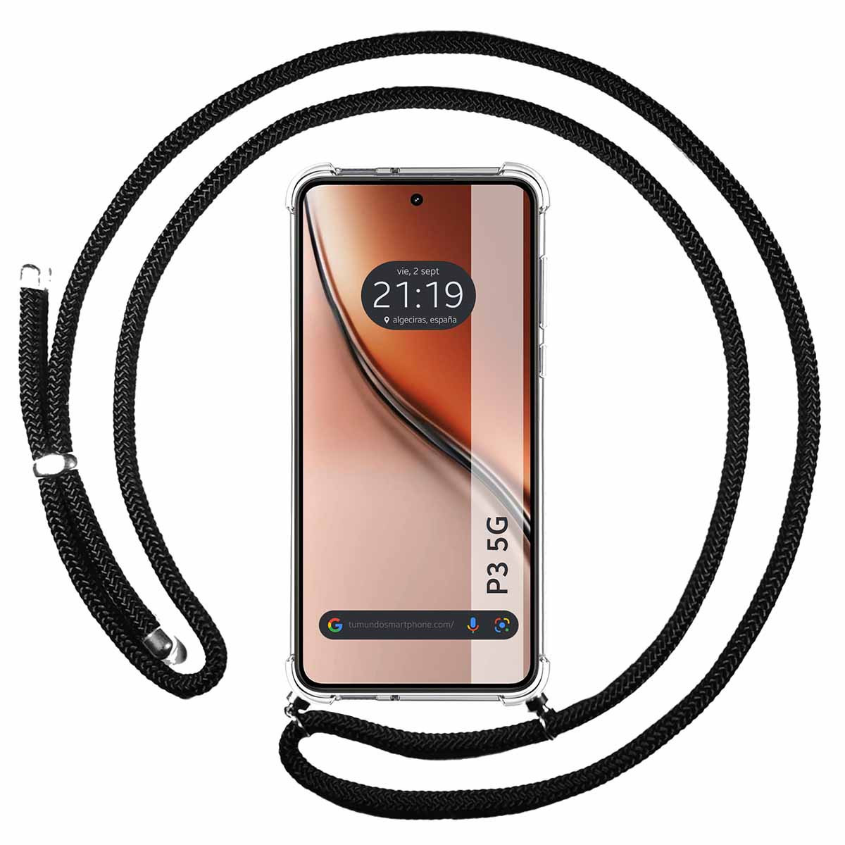 Funda Colgante Transparente para Realme P3 5G con Cordon Negro