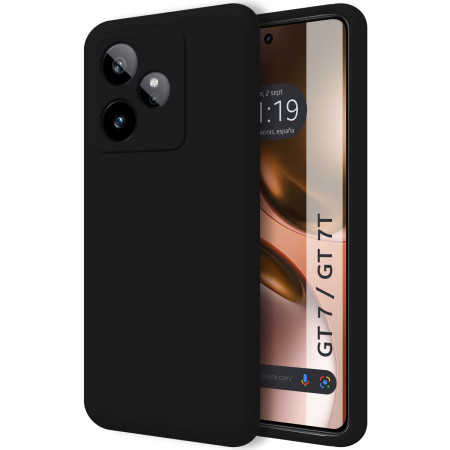 Funda Silicona Líquida Ultra Suave para Realme GT 7 / GT 7T 5G color Negra