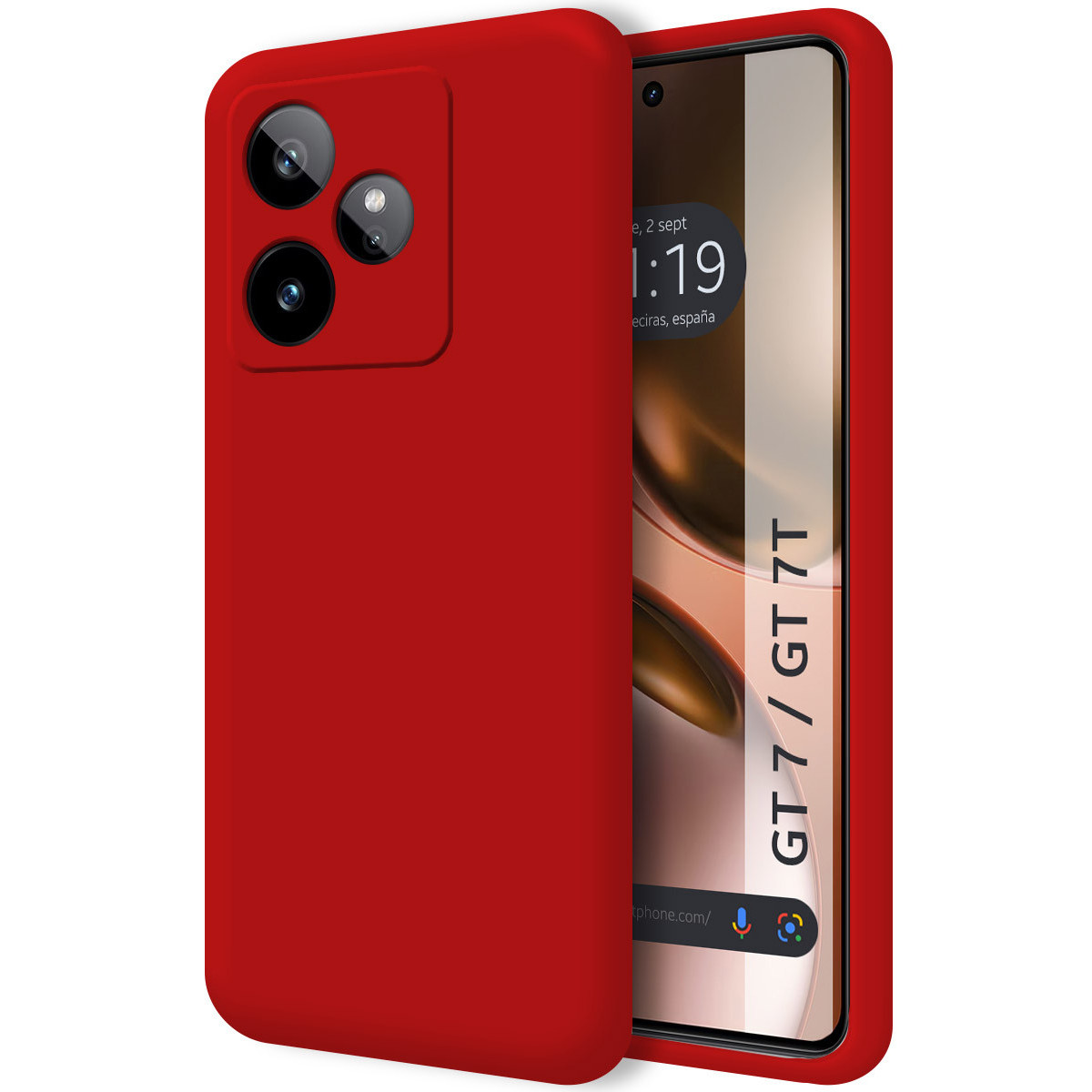 Funda Silicona Líquida Ultra Suave para Realme GT 7 / GT 7T 5G color Roja