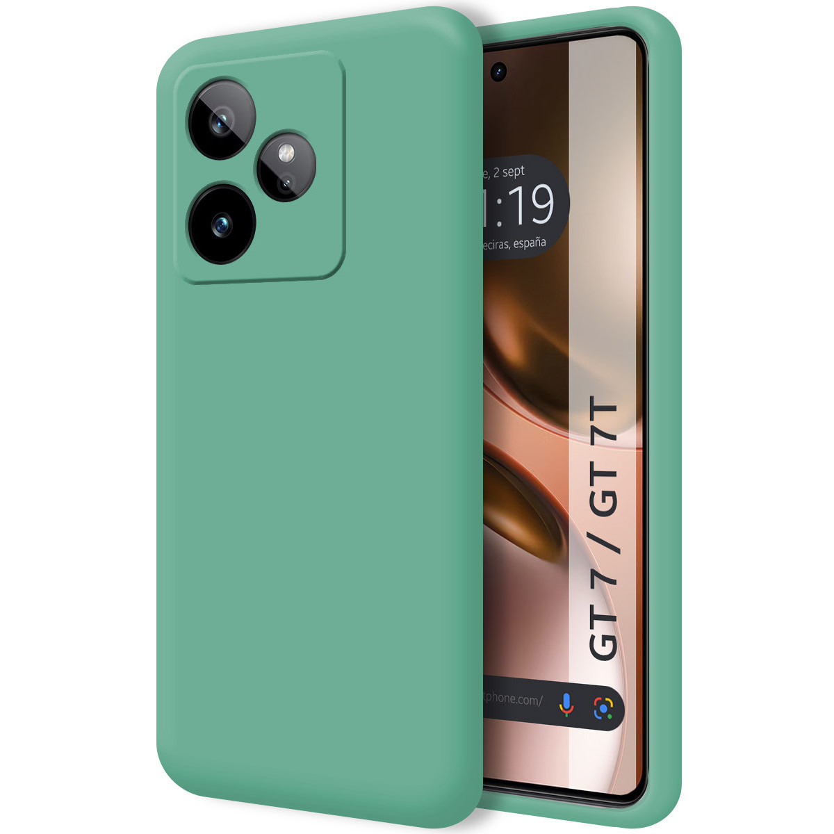 Funda Silicona Líquida Ultra Suave para Realme GT 7 / GT 7T 5G color Verde