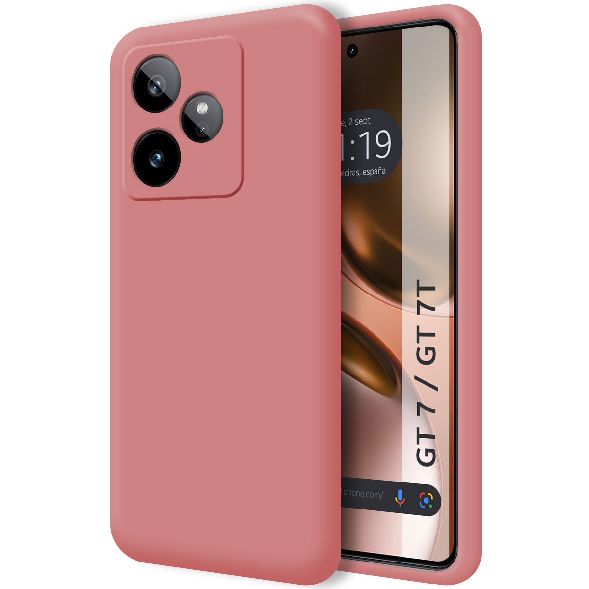Funda Silicona Líquida Ultra Suave para Realme GT 7 / GT 7T 5G color Rosa