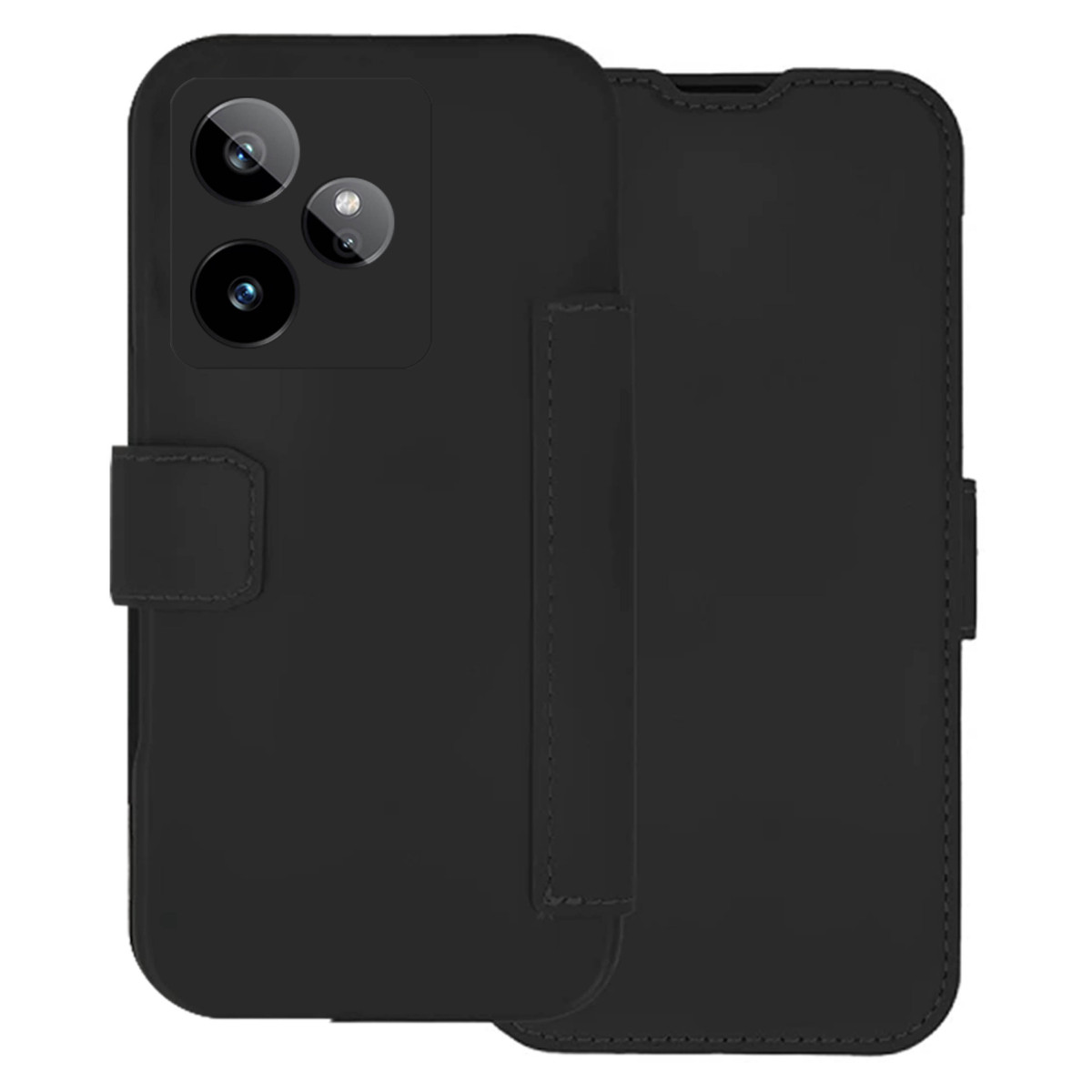 Funda Silicona Suave con Tapa para Realme GT 7 / GT 7T 5G color Negra