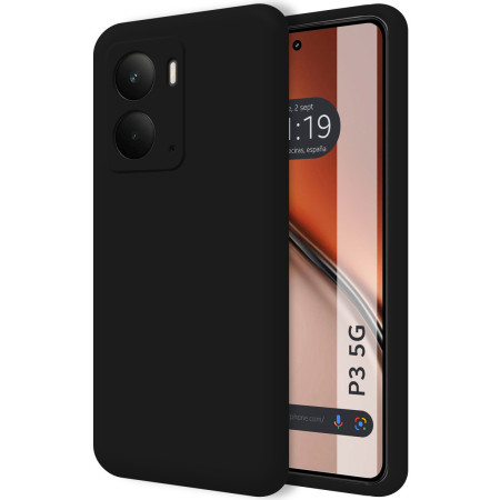 Funda Silicona Líquida Ultra Suave para Realme P3 5G color Negra