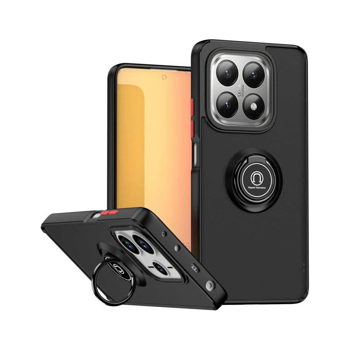 Funda Mate con Borde Negro y Anillo Giratorio 360 para Xiaomi 15T 5G