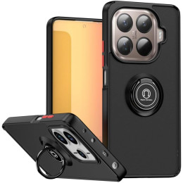 Funda Mate con Borde Negro y Anillo Giratorio 360 para Xiaomi 15T Pro 5G