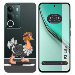 Funda Silicona Transparente para Realme P3 lite diseño Avestruz Dibujos