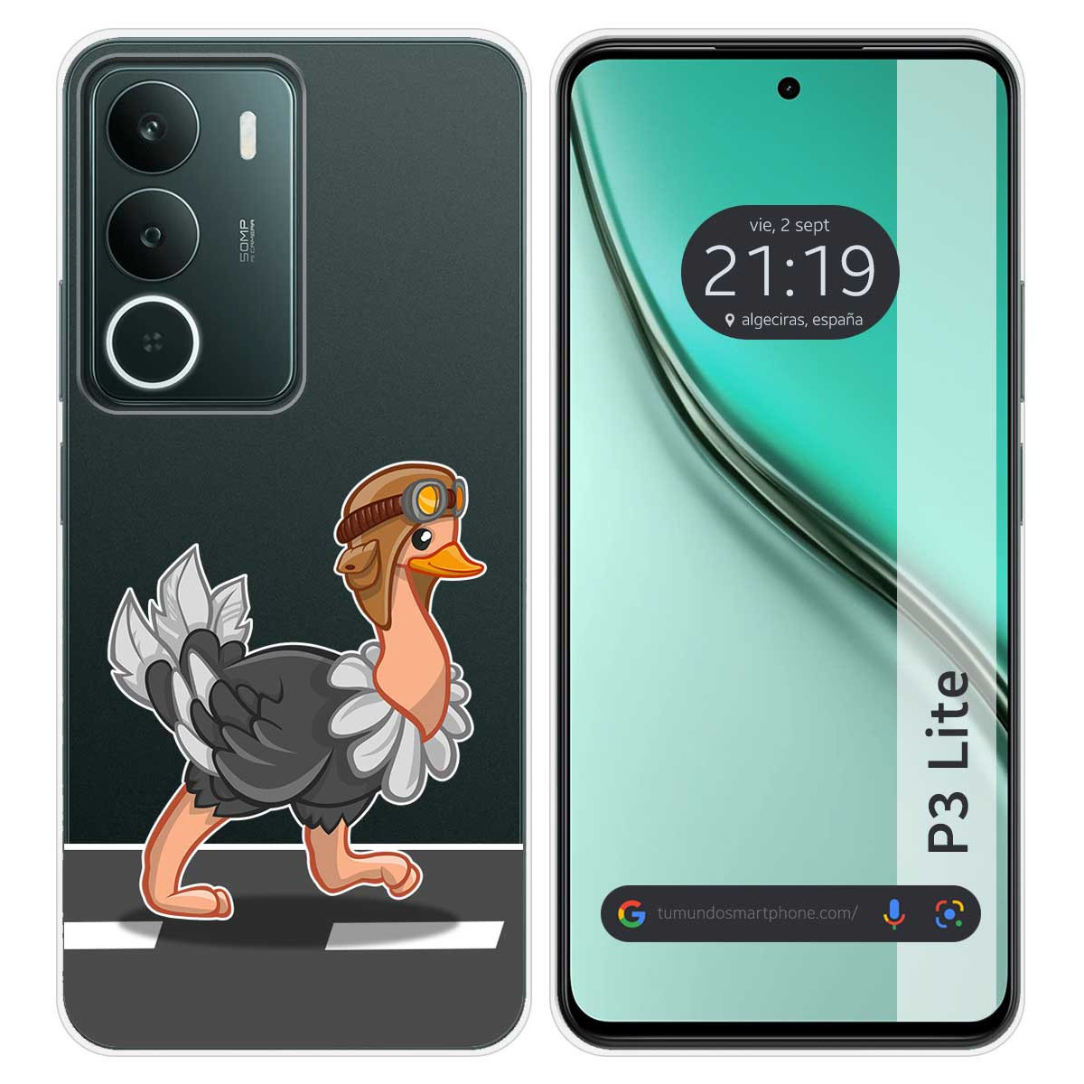 Funda Silicona Transparente para Realme P3 lite diseño Avestruz Dibujos