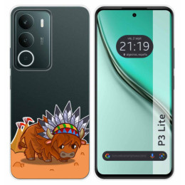 Funda Silicona Transparente para Realme P3 lite diseño Bufalo Dibujos
