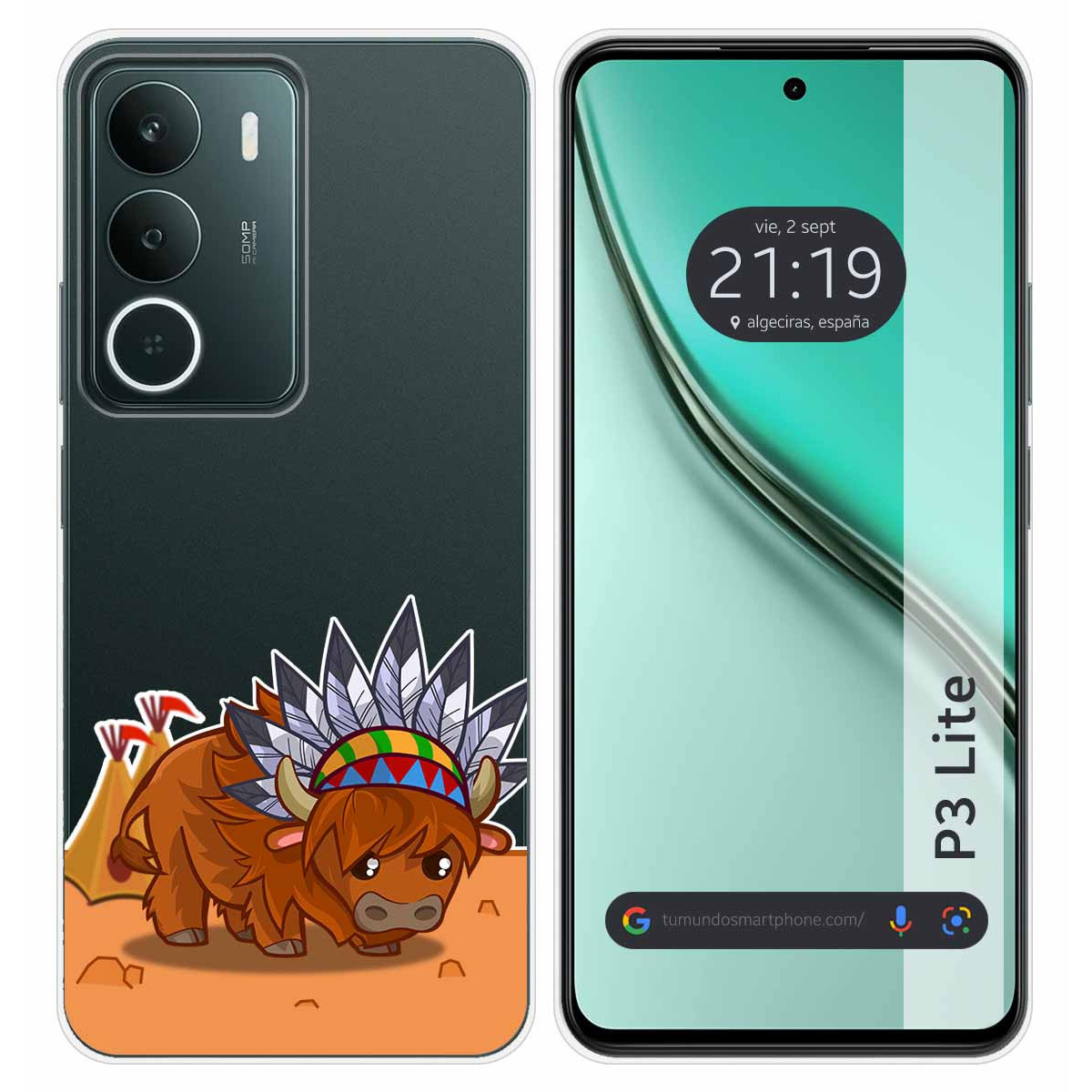 Funda Silicona Transparente para Realme P3 lite diseño Bufalo Dibujos