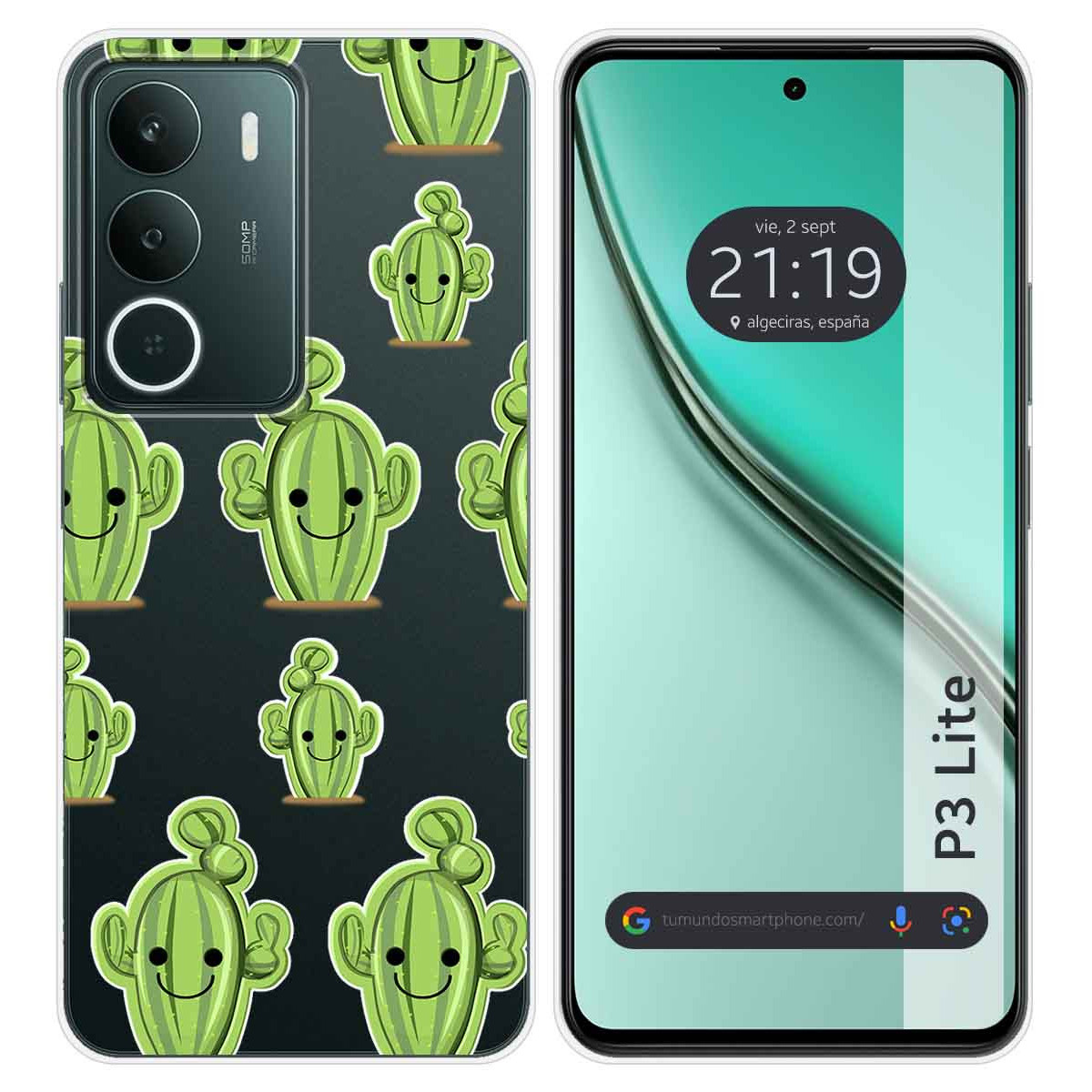 Funda Silicona Transparente para Realme P3 lite diseño Cactus Dibujos