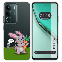 Funda Silicona Transparente para Realme P3 lite diseño Conejo Dibujos