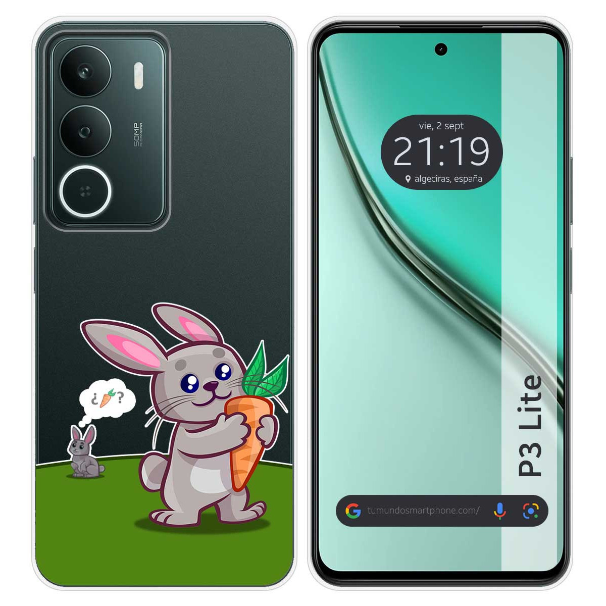 Funda Silicona Transparente para Realme P3 lite diseño Conejo Dibujos