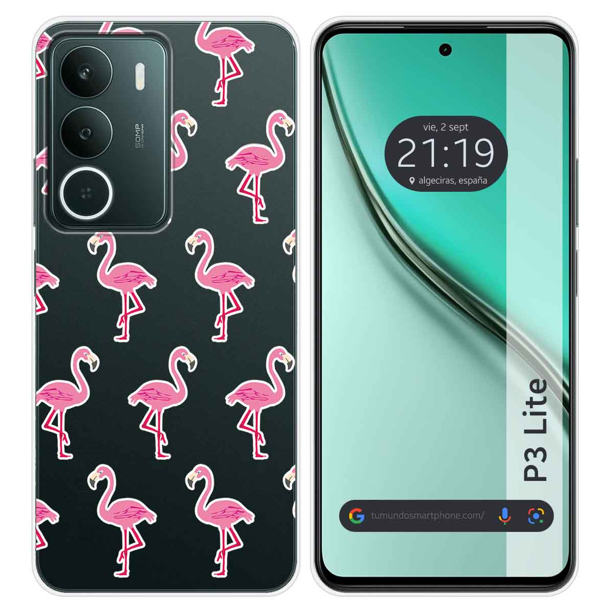 Funda Silicona Transparente para Realme P3 lite diseño Flamenco Dibujos