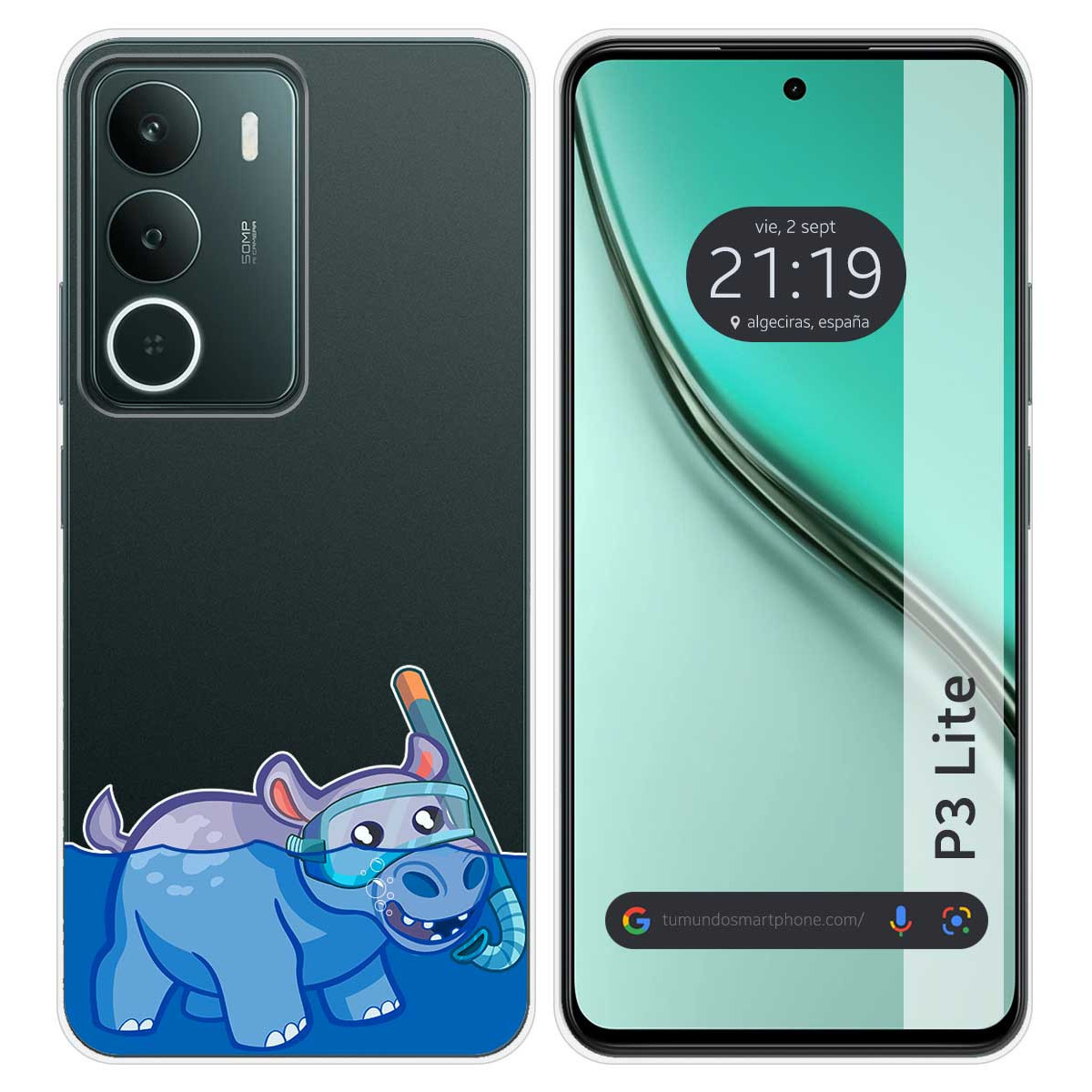 Funda Silicona Transparente para Realme P3 lite diseño Hipo Dibujos