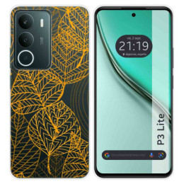 Funda Silicona Transparente para Realme P3 lite diseño Hojas Dibujos