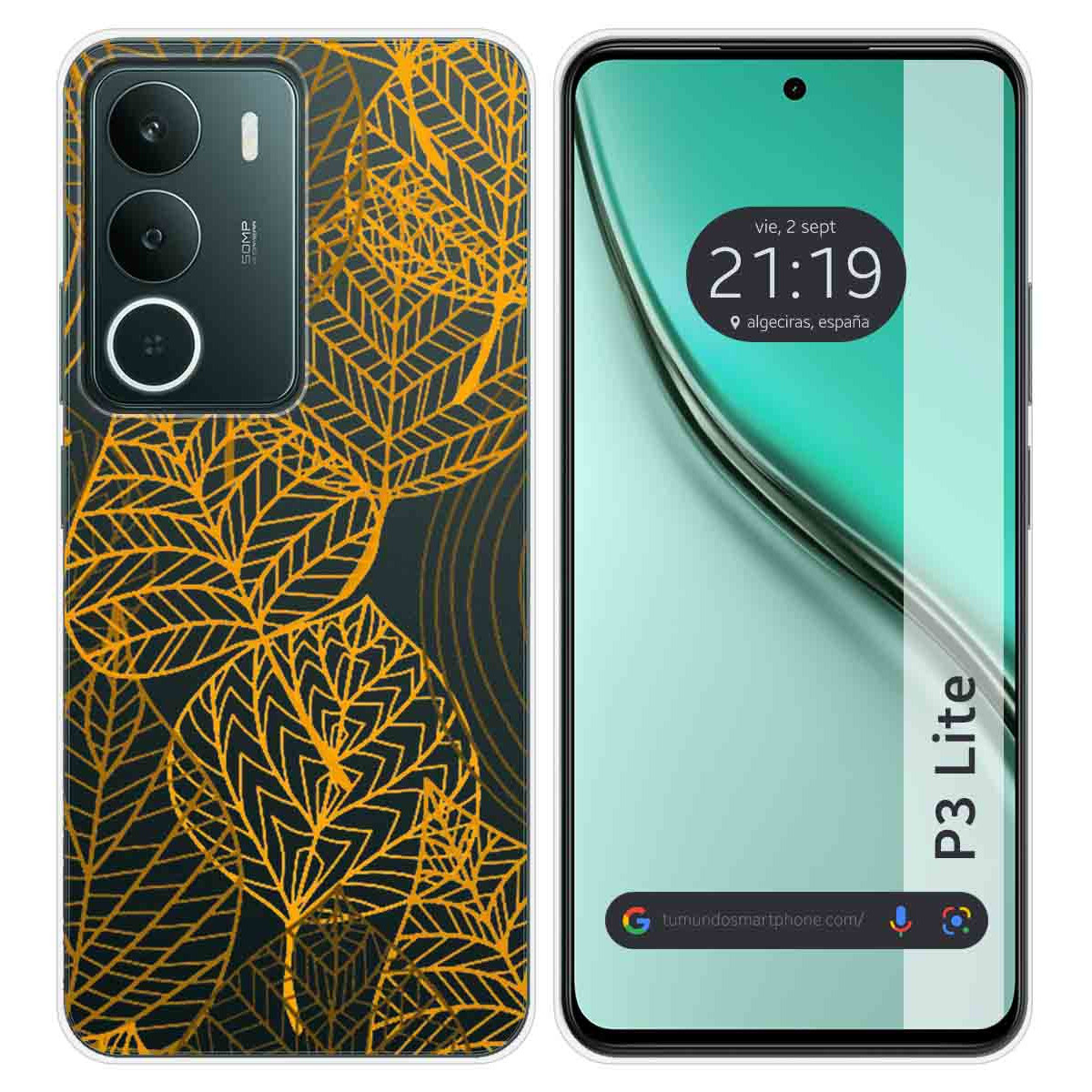 Funda Silicona Transparente para Realme P3 lite diseño Hojas Dibujos