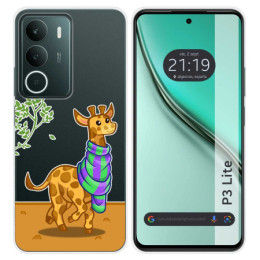 Funda Silicona Transparente para Realme P3 lite diseño Jirafa Dibujos