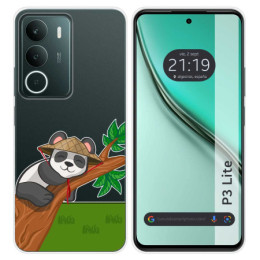 Funda Silicona Transparente para Realme P3 lite diseño Panda Dibujos