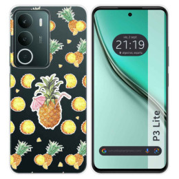 Funda Silicona Transparente para Realme P3 lite diseño Piña Dibujos