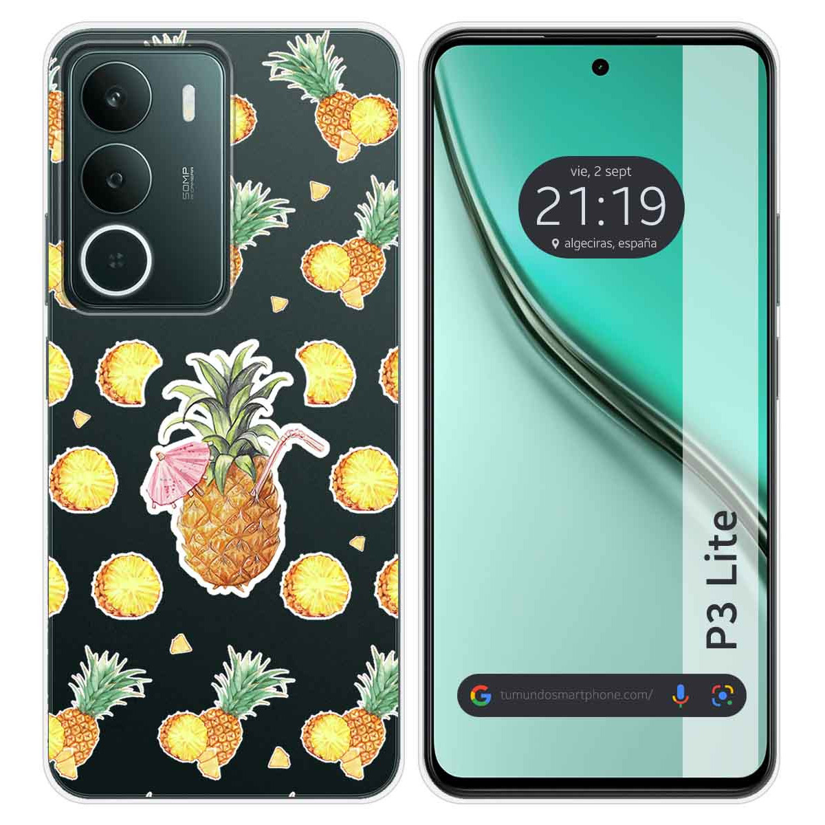 Funda Silicona Transparente para Realme P3 lite diseño Piña Dibujos