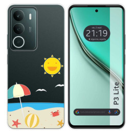 Funda Silicona Transparente para Realme P3 lite diseño Playa Dibujos