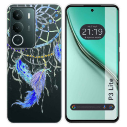 Funda Silicona Transparente para Realme P3 lite diseño Plumas Dibujos