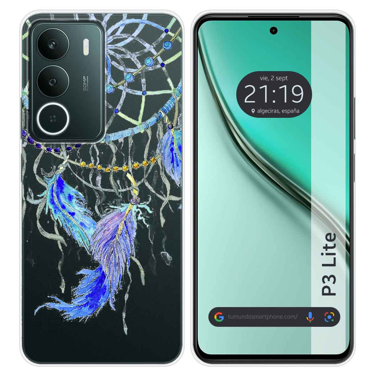 Funda Silicona Transparente para Realme P3 lite diseño Plumas Dibujos