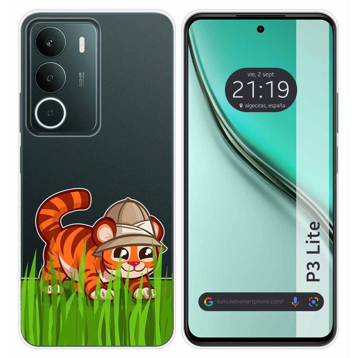 Funda Silicona Transparente para Realme P3 lite diseño Tigre Dibujos