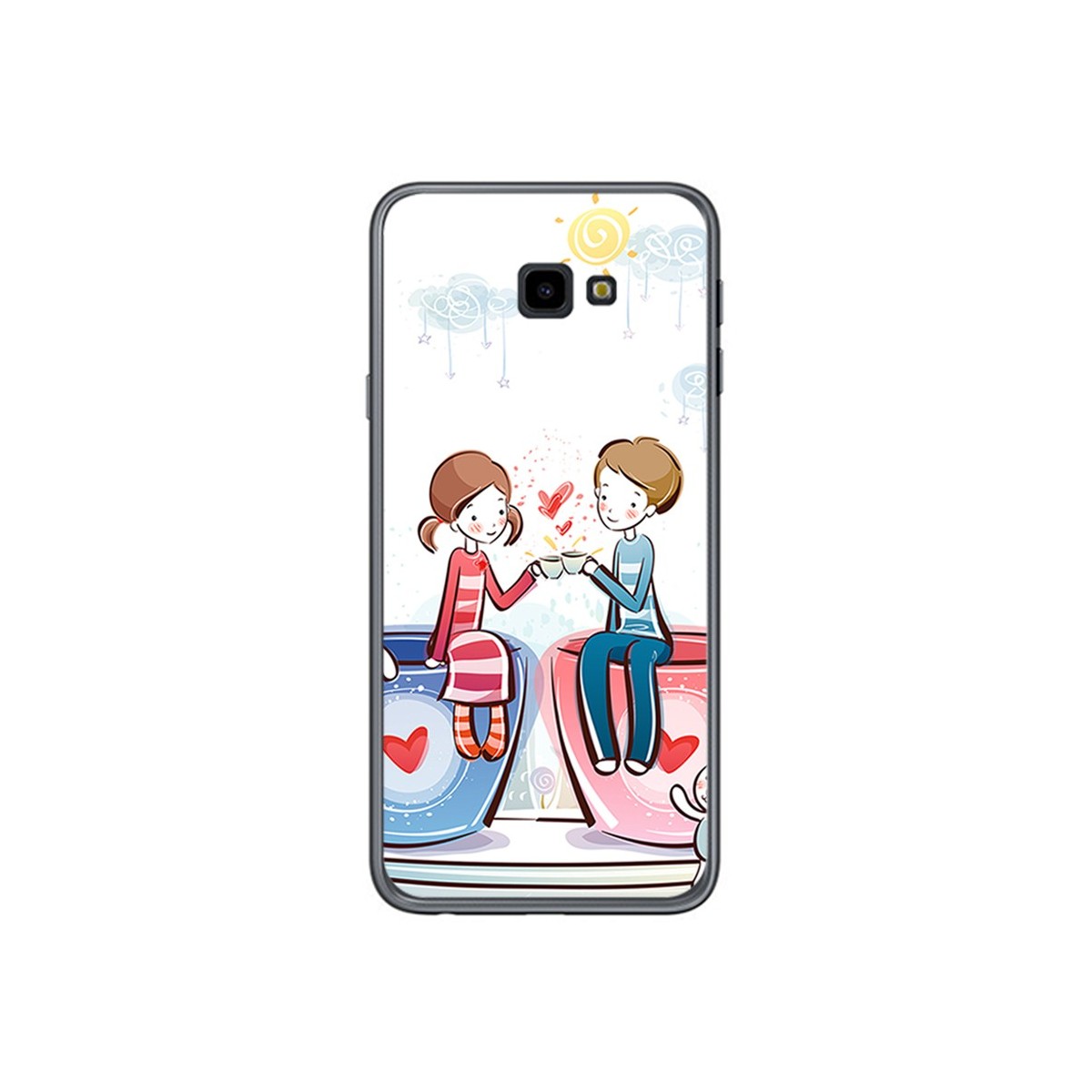 Funda Gel Tpu para Samsung Galaxy J4+ Plus Diseño Cafe Dibujos