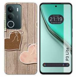 Funda Silicona para Realme P3 lite diseño Corazones Madera Dibujos