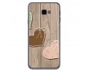 Funda Gel Tpu para Samsung Galaxy J4+ Plus Diseño Corazones Madera Dibujos